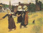 Paul Gauguin Dansje van drie Bretonse meires (mk07) oil